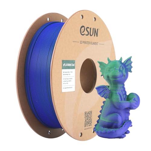 eSUN Filamento opaco a doppio colore, filamento PLA opaco da 1,75 mm, struttura smerigliata, bobina da 1 kg (2,2 libbre) Filamento di stampa 3D per stampanti 3D, Verde blu
