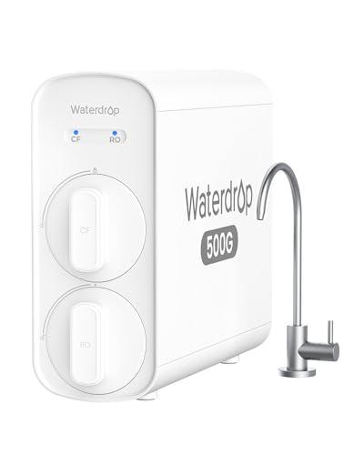 Waterdrop G5P500 Filtro per Acqua Osmosi Inversa, Certificato NSF/ANSI 372, Sistema Osmosi Inversa 7 Stadi, Sistema di Filtrazione Dell'acqua RO 500G, 2:1 da Puro a Scarico, Riduce TDS PFAS, Senza BPA