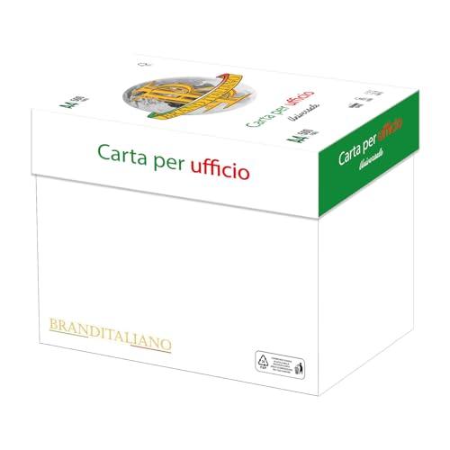 Brand Italiano Carta Universale A4 75gr - Confezione da 5 risme da 500 Fogli l'una - tot. 2.500 fogli - ideale per tutte le Stampanti e Fotocopiatrici da ufficio e casa - bianca