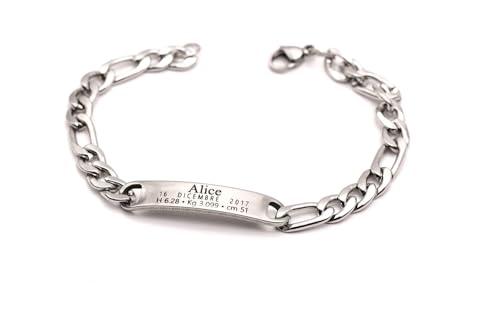 Bracciale Nascita - Bracciale Nascita in acciaio - Braccialetto Nascita Bimbo