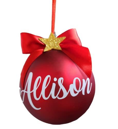 Palla per Albero Di Natale IN VETRO Rossa OPACA 10CM Personalizzata pallina con Nome o Scritta DECORAZIONE NATALIZIA