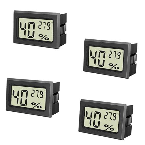 Gentpovth 4 pezzi Termometro Ambiente Interno, Igrometro Digitale, Mini Igrometro Termometro LCD, per Casa Monitor di Temperatura e Umidità, Termometro da Interno per Serra, Stanza, Cantina