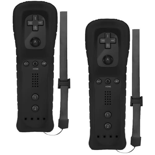 2x Telecomando Wii, controller di gioco Controller Wii connessione sensore di movimento remoto wireless controller gamepad sostitutivo per console Wii e Wii, con custodia silicone e cinturino da polso
