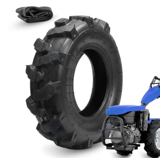 1 Pneumatico 4.00-8 TM + Camera d'Aria Copertone rinforzato 4PR Gomma ruota per uso Agricolo Trattorino Motocoltivatore Falciatrice