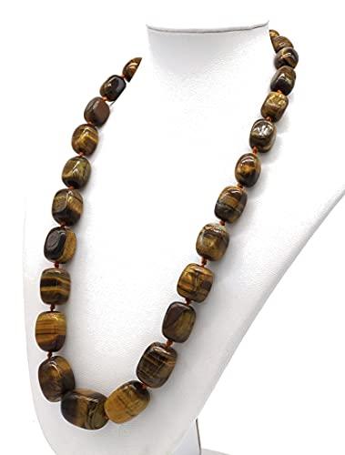 Collana Donna artigianale Occhio di Tigre Naturale, Fatta a Mano, 55 cm