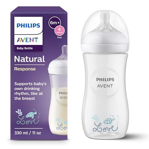Philips Avent Natural Response Baby Bottle da 330 ml con flusso 4 (tettarella 3m+), modello SCY906/11
