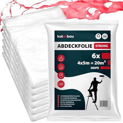 KOTARBAU Set da 6 Telo per Imbiancare 4x5 m Multiuso Telo Protettivo Imbianchino Telo Copritutto per Pittura Teli Plastica per Coprire Telo Impermeabile Telo Protettivo per Pittura