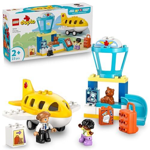 LEGO DUPLO La Prima Volta in Aeroporto - Gioco Educativo per la Motricità Fine con Aereo Giocattolo, 2 Figure e un Orsacchiotto - Regalo di Compleanno per Bambini e Bambine da 2 Anni in su - 10443