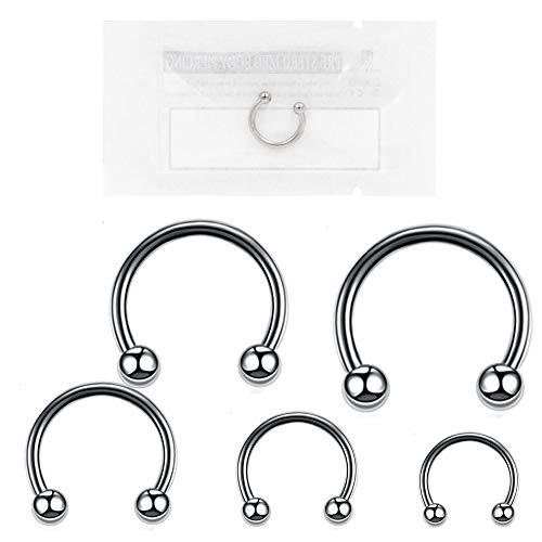 WARRIOR Piercing Ferro di Cavallo STERILE Circular/Curved Barbell Trago Helix Septum Orecchio Sterile in Acciaio Chirurgico 316L 16G(1,2mm) Body Piercing Gioielli(10)