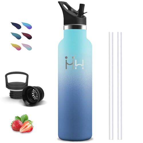 Borraccia Termica, Borraccia 1 litro, Senza BPA, Borracce con Cannuccia, Senza Perdite, Borraccie Acciaio Inox, Bottiglia Sportiva, Acciaio Inossidabile 18/8, Borracce per Campeggio, Escursionismo