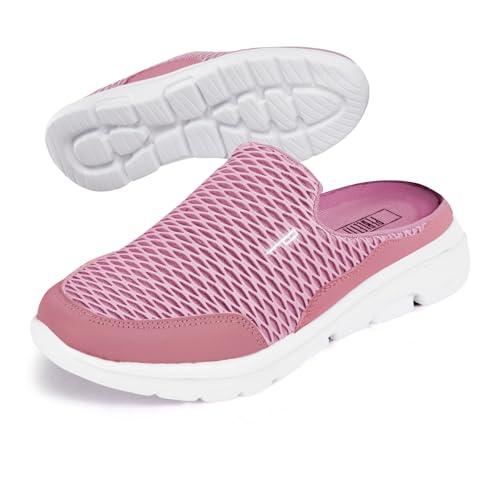 PERLETTI Ciabatte Sneakers Donna Slip On Ultra Leggere - Pantofole Comode con Rete Quattro Stagioni - Sandali Comfort Interno Esterno Traspiranti con Suola Rialzata Antiscivolo (Rosa Antico, 40)