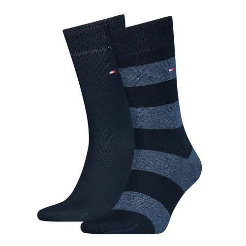 Tommy Hilfiger Th Men Rugby Sock 2p Calze, Blu (Dark Navy 322), 43-46 (Pacco da 2) Uomo