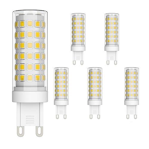 Klighten 6 pezzi Lampadina LED G9, Bianco Naturale 4000K, 9W Equivalente 70W Lampada Alogena, Angolo di visione 360°, AC220-240V, Ideale per Camera da Letto Soggiorno Cucina Sala