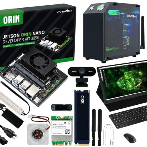 Yahboom Jetson Orin Nano SUPER 4GB Development Kit AI Robots,UHD 15.6in Touch Screen + Jetson Case + USB Camera + Wireless Keyboard and Mouse (Orin Nano 4GB ULT Kit)