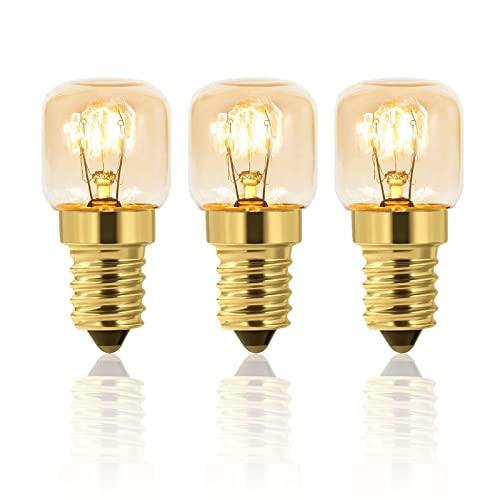 3 Pezzi Lampadina per Forno E14 Dimmerabile, T22 Lampadina di Sale, Luce Calda 2700K, 80LM, Tolleranza al Calore 300 ℃, per Sale Dell'Himalaya Lampade, Frigoriferi, Microonde