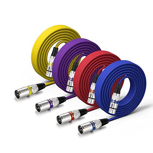 EBXYA Cavo XLR Maschio-Femmina 7.6M 4Pack - Cavo Microfono 3-Pin Bilanciato DMX Patch
