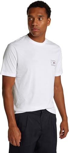 Tommy Hilfiger Uomo T-Shirt Maniche Corte Stack Tee con Scollo Rotondo, Bianco (White), L