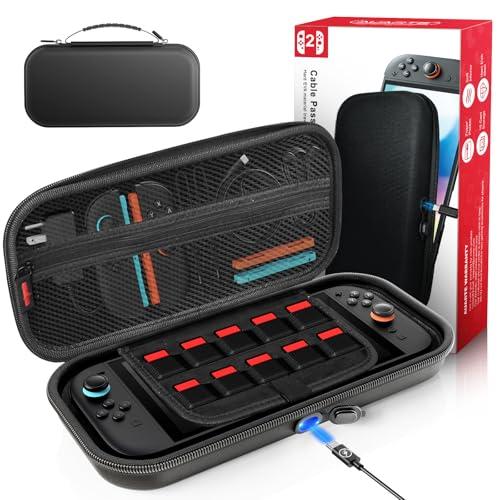 [Carica all'interno] Custodia per Nintendo Switch 2 2025, Custodia da Viaggio Portatile con Foro di Ricarica e 10 Cartucce di Gioco, Custodia Rigida Protettiva per Switch 2 Console e Accessori, Nero
