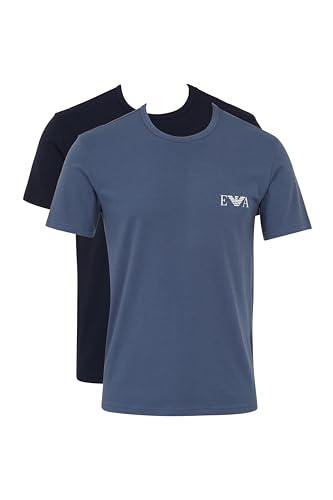 EMPORIO ARMANI 2-Pack Crew Neck T-Shirt, Blu/Blu, M Uomo
