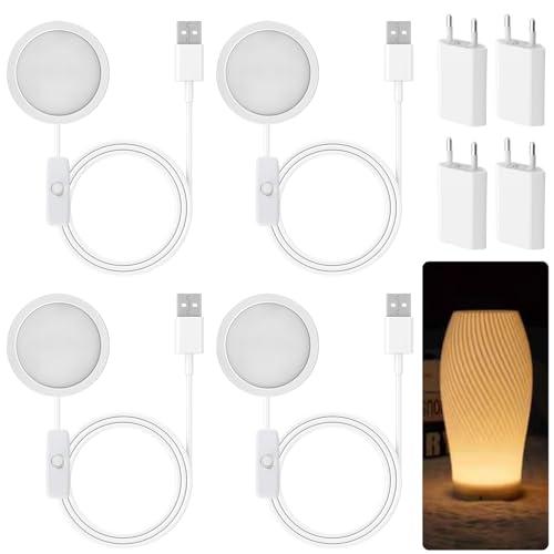 Kit di 4 lampadine a LED per stampante 3D Bambu Lab A1/A1mini/P1S/P1P/X1C, 2 W, Bambuolab 3D, kit creativi fai da te, modelli di luce notturna 3D, accessori per la stampa 3D, con adattatore USB
