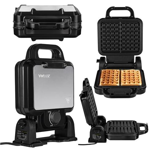 ZEEGMA GOFREE CHEF PRO Waffle Piastra Alta Potenza 1200 Watt per Waffle Belgi, Doppia, Verticale, Rivestimento antiaderente, Temperatura regolabile, Spia ready for use, Waffle spessi