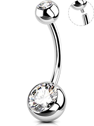 OUFER, Piercing per ombelico da 10, 12, 14 mm, 14G, in acciaio inox 316L, extra lungo, per ombelico, Acciaio inossidabile