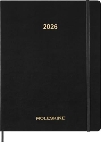 Moleskine Essential Planner 2025-2026, Agenda Settimanale Verticale 15 Mesi Con Slot Orari Giornalieri, Copertina Flessibile, Colore Nero, Formato XXL 23,5x28,14