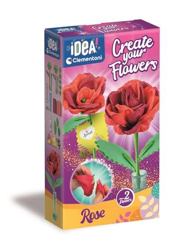 Clementoni Idea - Create Your Flowers, Kit Creativo per Comporre Fiori, per Bambini 8+ Anni, con 2 Rose in Carta da Assemblare e Personalizzare, Idea Regalo Gioco Made in Italy, Lingua Italiana, 18877