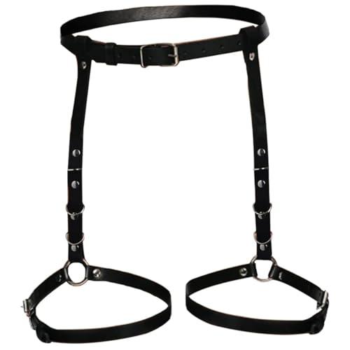 VEOIRXU Punk Pelle Corpo Catena Cintura Nero Vita Catene Regolabile Sexy Coscia Catena Giarrettiera Spiaggia Festa Discoteca Accessori per il Corpo Gioielleria per Donna e Ragazze