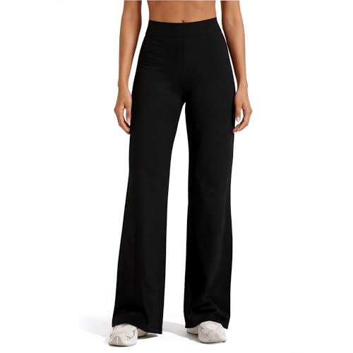 UDILEO Pantaloni Donna Vita Alta Neri Gamba Larga Dritta Yoga Elasticizzati Casual Elegante (IT, Testo, Taglia Unica, Regular, Regular, XL/XXL, Nero)