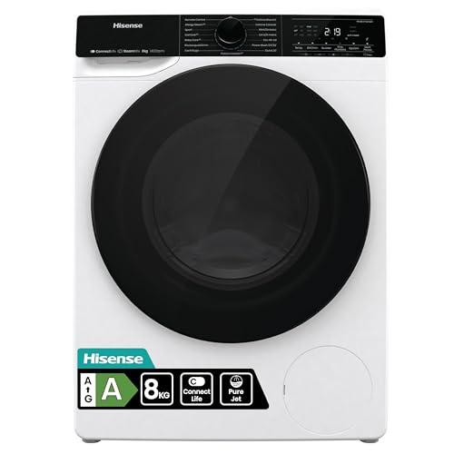 Hisense WF5V843BWSIT - Lavatrice Slim a Carica Frontale 8 Kg, 1400 rpm, 15 Programmi, Vapore, Display LED, Programma Rapido, Partenza Ritardata
