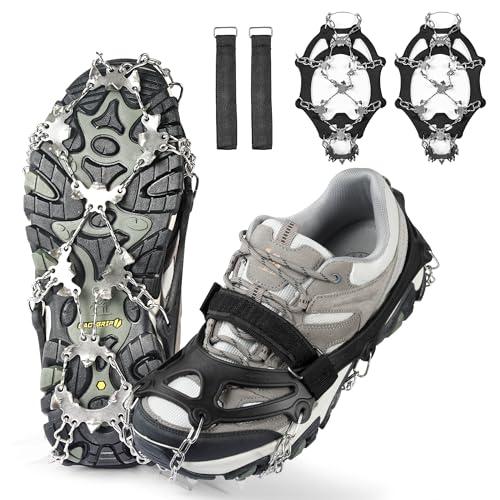 Chumix Ramponi per Scarponi, 26 Denti 201 Catene in Acciaio Inossidabile Portatile Ramponcini, Leggeri Ramponi da Ghiaccio Protezione Sicura, per Camminare