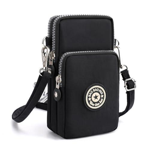 Piccola borsa a tracolla da donna, mini borsa a portafoglio per cellulare, con tracolla regolabile, nero, Small