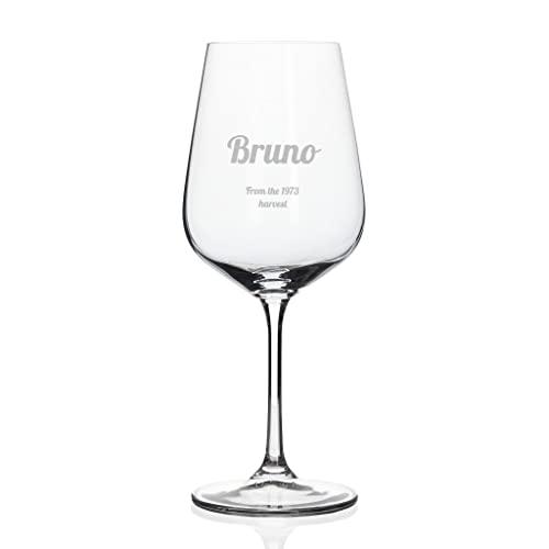 Wanapix | Calice di Vino Personalizzato Nome e Data | Bicchiere da Vino | Cristallo di Boemia | Inciso al Laser | 45 cl | Regalo originale | Anniversario - Testo