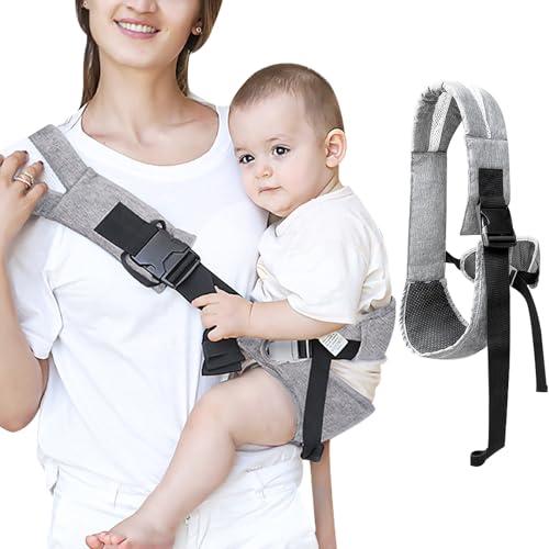 Lvjkes Fascia neonato, Marsupio neonato, Multifunzionale marsupio neonato, Tracolla regolabile, Portatile, Marsupio ergonomico neonato, Adatto per neonati da 6 a 48 mesi, Bambini fino a 25 kg (Grigio)