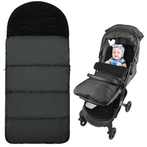 Vicloon Coprigambe Passeggino, Sacco Termico Passeggino Universale, Fodera in Pile Polare, Sacco Passeggino Invernale con Cerniera, Impermeabile, Antivento, Lavabile in Lavatrice(Nero)