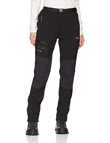 BenBoy Pantaloni Trekking Donna Invernali Impermeabile Pantaloni da Sci Neve Arrampicata Escursionismo Caldo Pantaloni Softshell Outdoor,KZ1672W-Black-XS