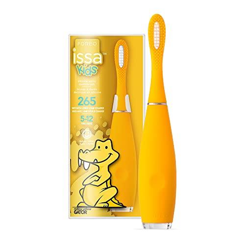 FOREO ISSA kids, spazzolino elettrico sonico in silicone ultraigienico, spazzolino per bambini 5-12 anni, per denti, gengive, guance e lingua, impermeabile, 265 giorni/ricarica USB, garanzia di 2 anni