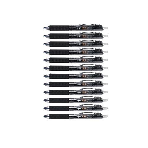 Amazon Basics Gel Pens Fine Point Smooth Writing Pens, Retractable, Black, 0.7mm, 12 Pack