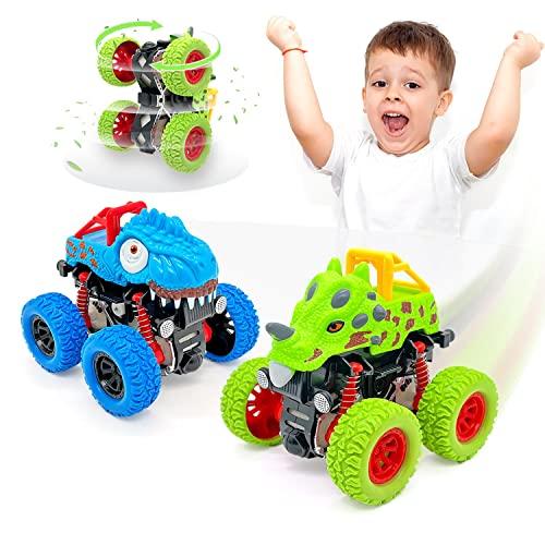 AESTEMON Cars Macchinine per Bambini 2 Anni, Monster Truck Dinosauri Camion Giocattoli Bambino 2 3 Anni Maschio, Cars Giocattoli Giochi Bimbo Regalo Bambino 2 3 4 5 Anni, 2 Pacco
