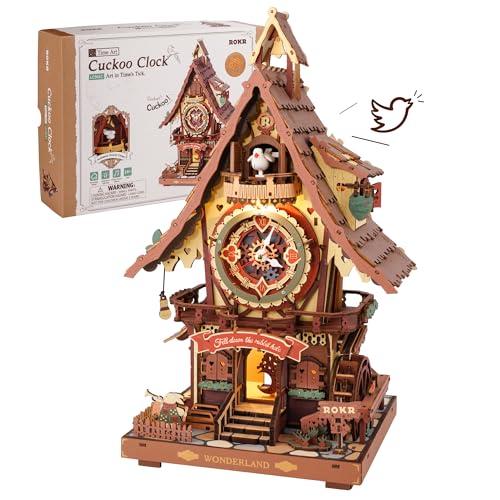 ROKR Puzzle 3D in Legno Orologio a cucù, Modellini da Costruire per Adulti, Puzzle 3D Kit di modellismo Regali Artigianali e Decorazioni, Cuckoo Clock Multicolore, LC901C