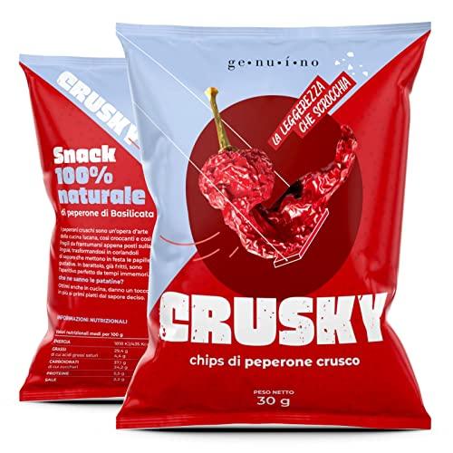 Genuino - Peperoni Cruschi Pronti Da Mangiare - Snack Salati Croccanti In Busta Da Chips Per 30 Gr - Prodotto Lucano Made In Italy Ideale Per Aperitivi Primi Piatti E Cesti Natalizi