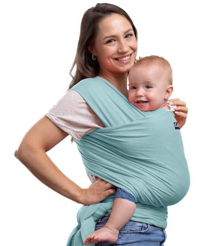CuddleBug Baby Wrap - Fascia Porta Bebe - Fascia Bebe Morbida ed Elastica- Carrier Bebè - Marsupio Neonato e Bambino - Adatto da 3 a 15 kg - Taglia Unica - Marsupio Bambino Ergonomico (Mint)