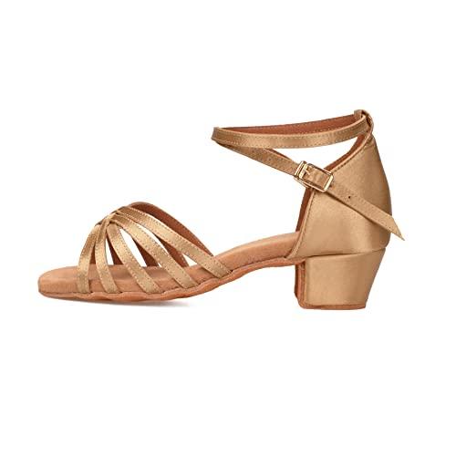 Donna Bambina Scarpe da Ballo Latino/Ballo da Sala/Ballo Liscio Danza Moderna Scarpe da Raso Beige 28