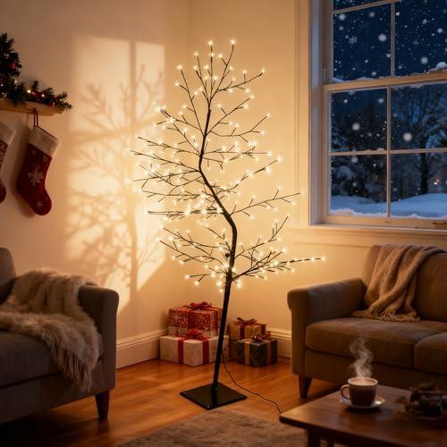 CCLIFE Albero Luminoso da Interno 180cm, Lampada LED con Funzione Memoria, Albero di Ciliegio Illuminazione, Bianco Caldo, IP44, 240 LED Albero con Luci