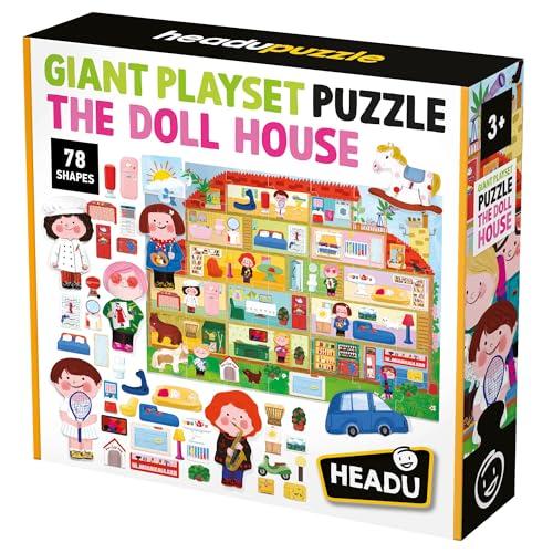 HEADU - Giant Playset Puzzle The Doll House | Un Grande Scenario e più di 70 Sagome. Puzzle Educativi per Bambini dai 3 Anni In Su. Un Gioco Didattico Made in Italy