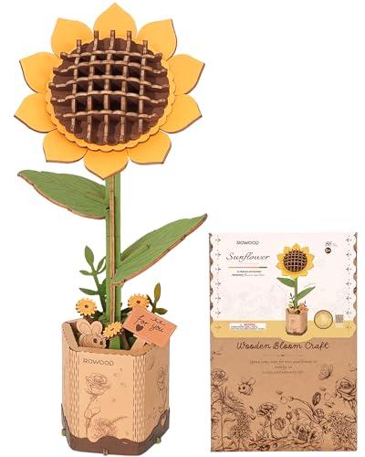 rowood Puzzle 3D Fai da te Fiore in Legno Kit Modellino di Fiori Artificiali Da Montare Per Adulti (Sunflower)
