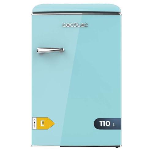 Cecotec Mini Frigorifero Retro 110 L CoolMarket TT Origin 110 Blue E, Classe E, ICEBOX, LED interno, Maniglia cromata, Vassoi in vetro, Apribottiglie, Blu