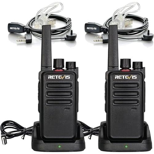 Retevis RT668 Walkie Talkie Professionali, Ricetrasmittenti PMR446, 1200mAh, VOX, Anticaduta, Antipolvere, Walkie-Talkie con Auricolareper per Sport All'aria Aperta,Escursionismo (Nero, 2 Pezzi)