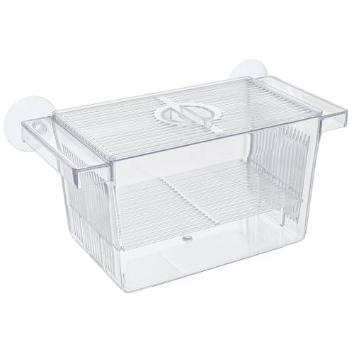 Pawfly Acquario Box per Allevamento Pesci Incubatrice Acrilica Serbatoio con Ventose Piccolo Box di Isolamento per Avannotti Gamberetti e Betta